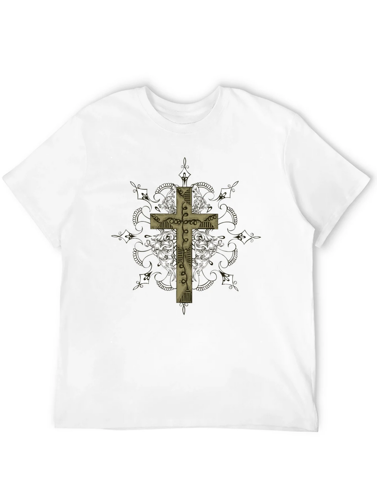 Gothic Cross Graphic Tee - Black Crew Neck product image 11
