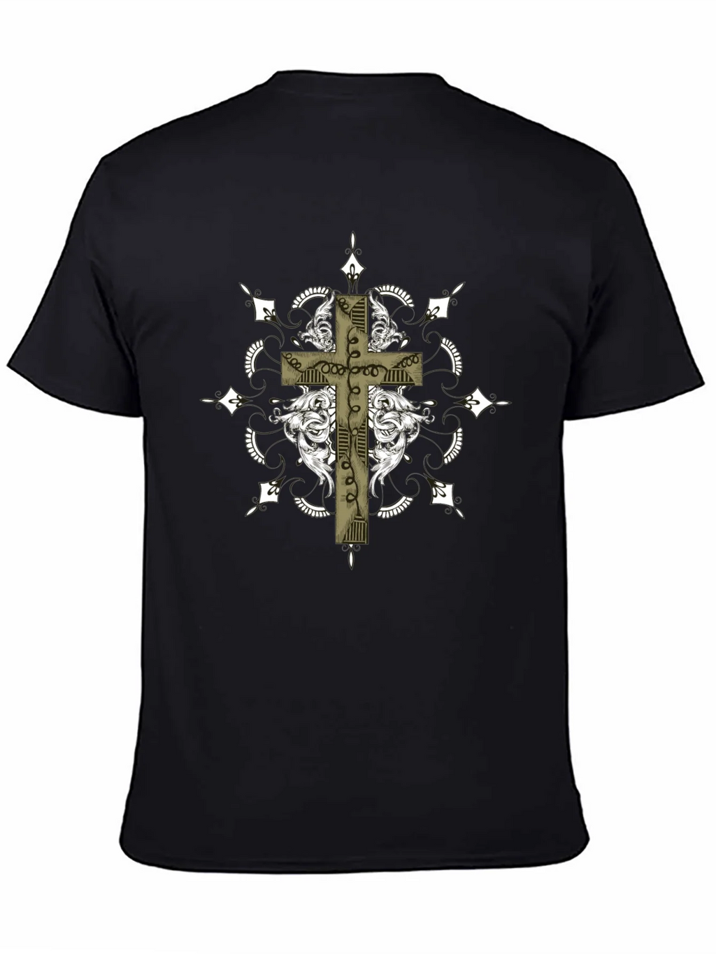 Gothic Cross Graphic Tee - Black Crew Neck product image 4