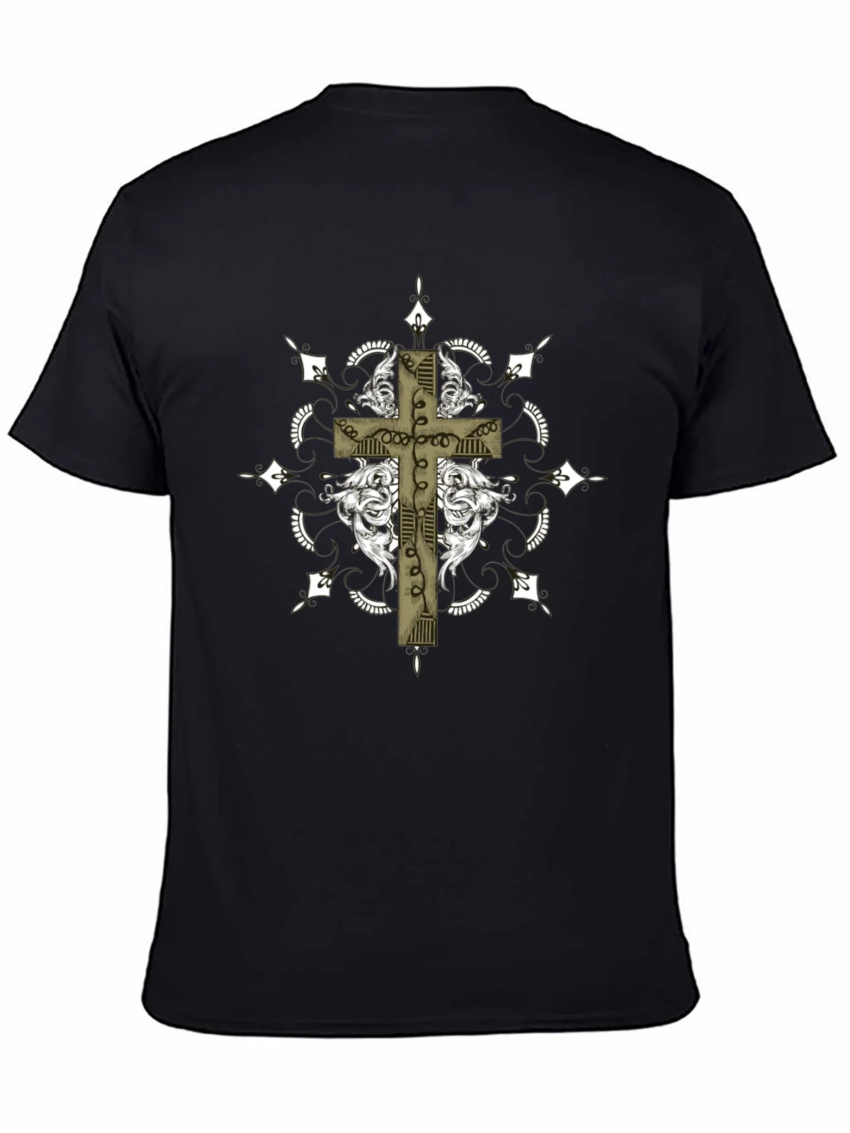 Gothic Cross Graphic Tee - Black Crew Neck product image 4