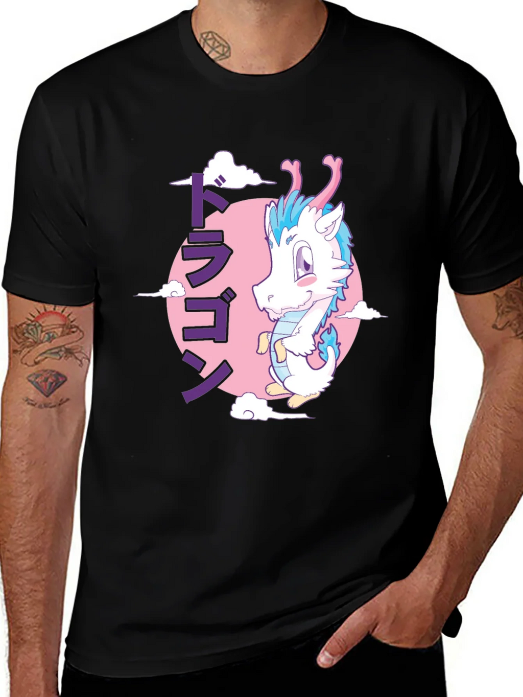 Anime Dragon Graphic T-Shirt - Black product image 1