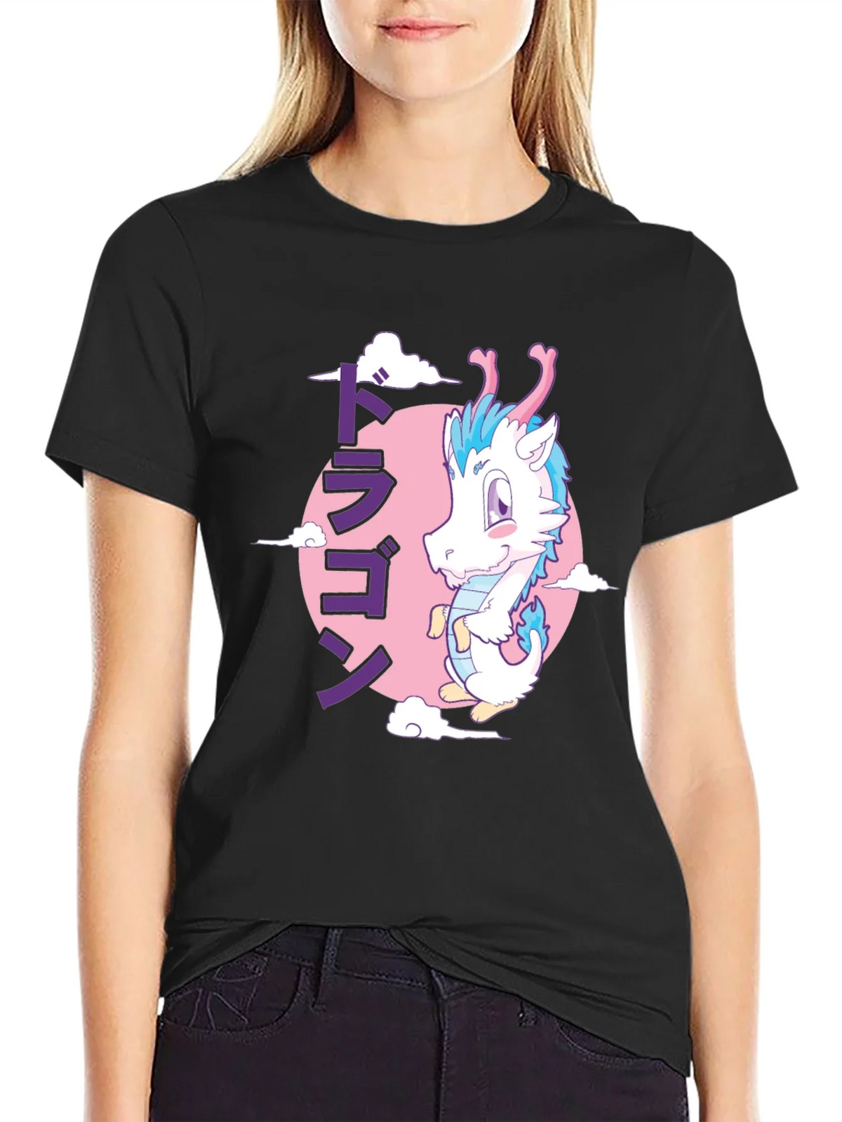 Anime Dragon Graphic T-Shirt - Black product image 2