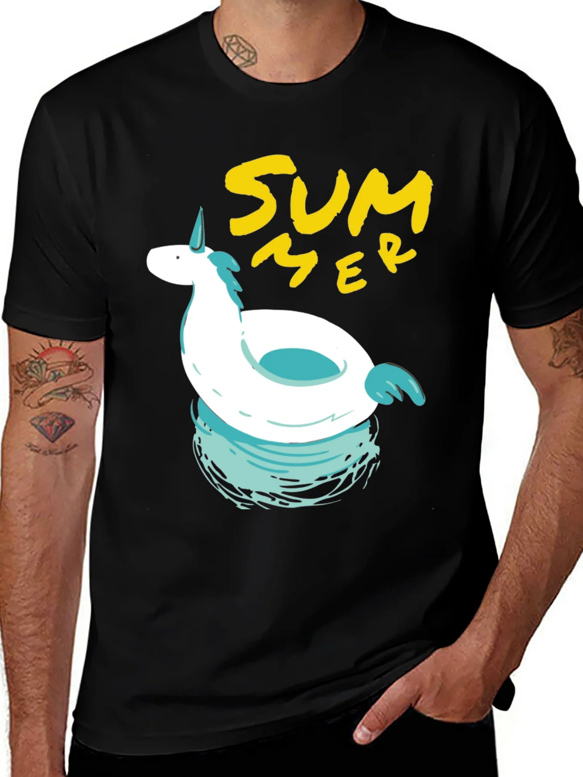 Summer Unicorn Pool Float Graphic Tee product image 1