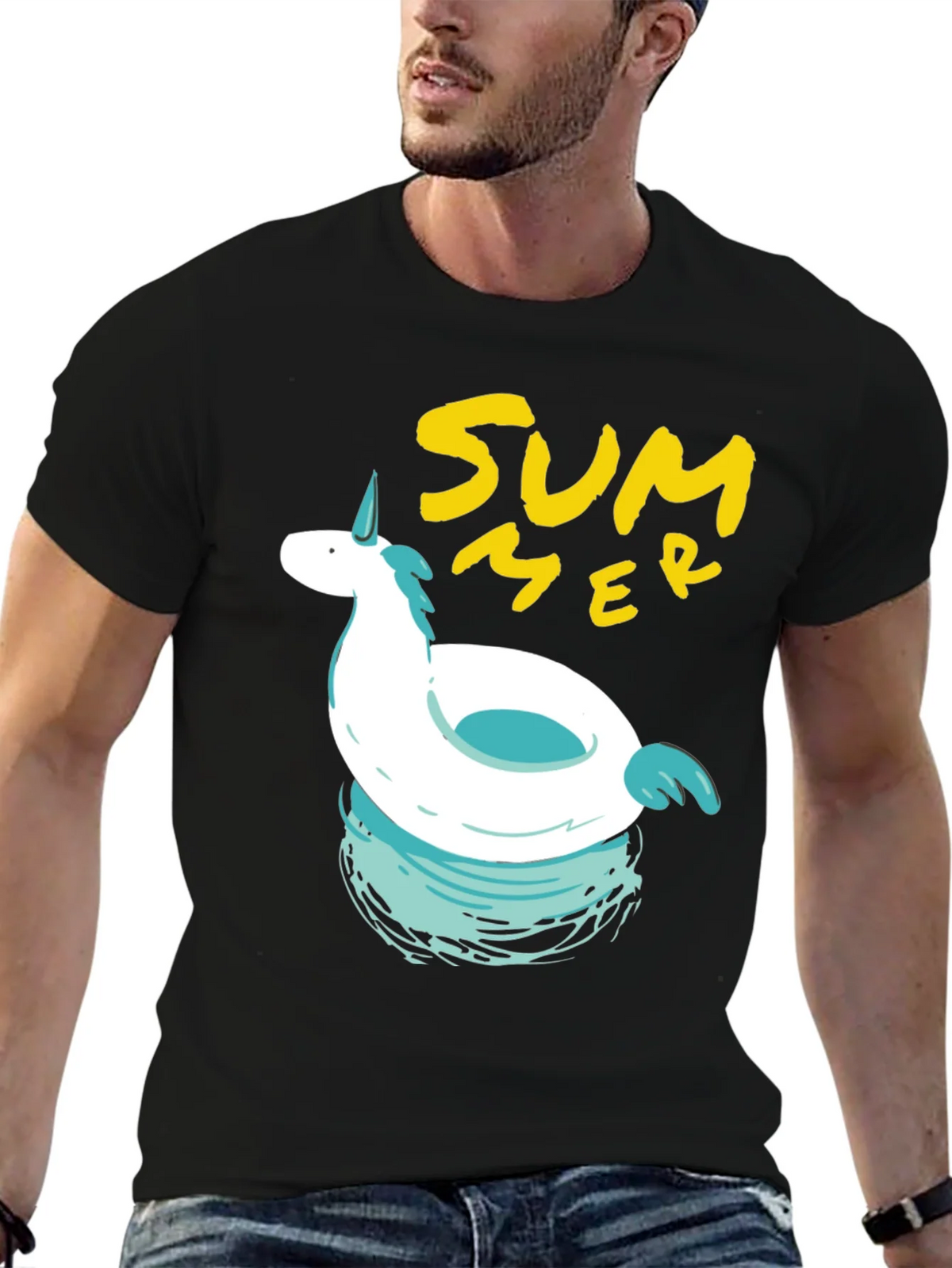 Summer Unicorn Pool Float Graphic Tee product image 6