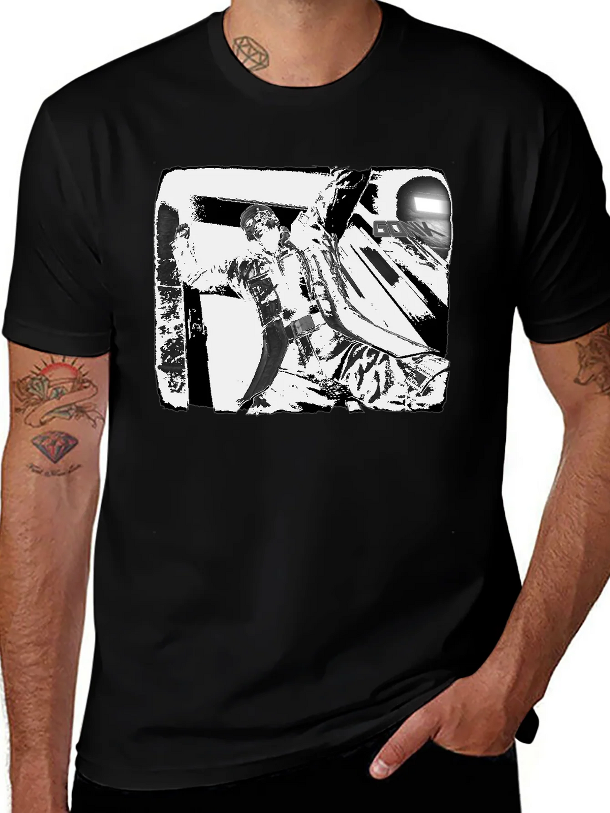 Black & White Graphic Tee: Action Scene product image 1