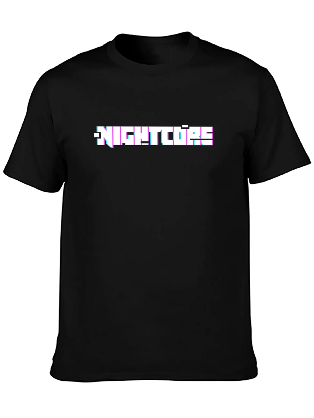 Nightcore Glitch Text Black T-Shirt product image 3