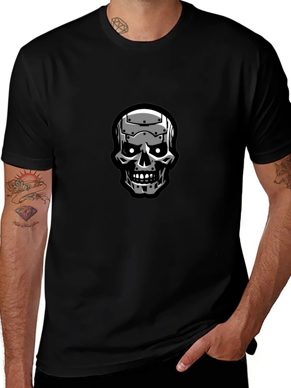 Terminator Skull Graphic Black T-Shirt product image 1