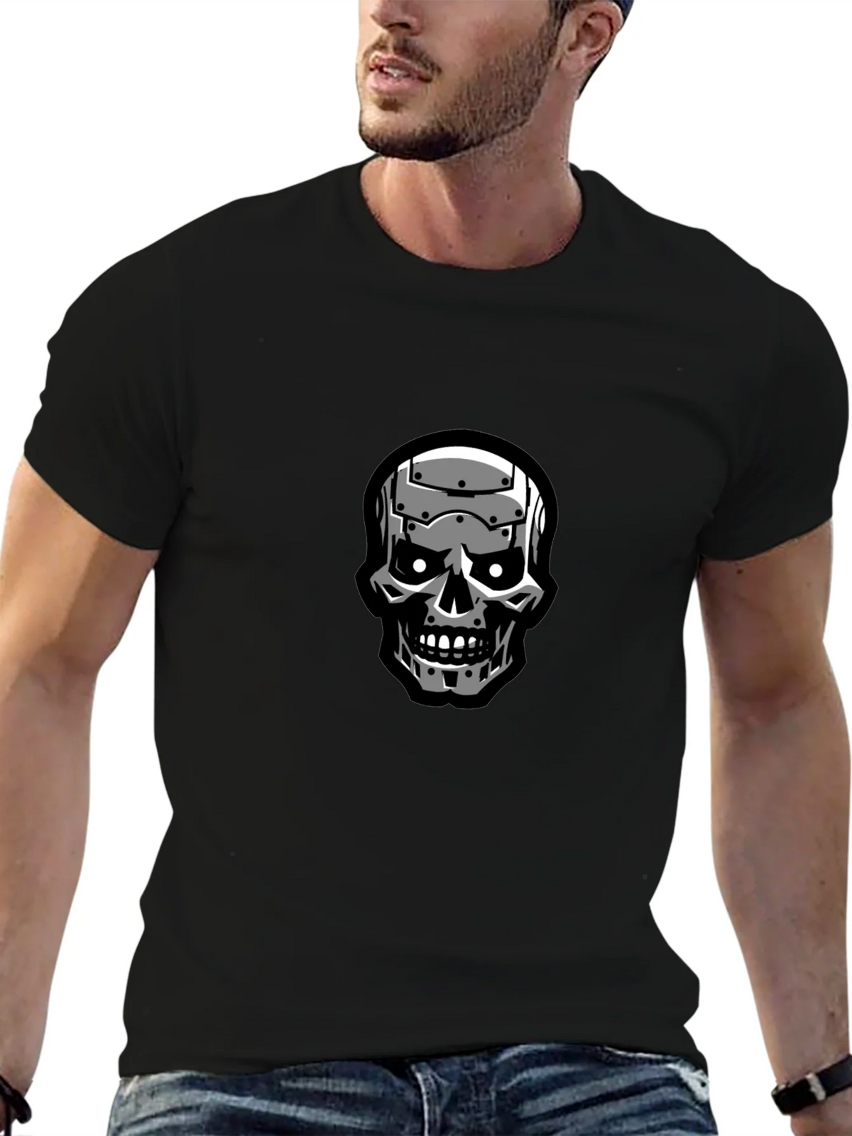 Terminator Skull Graphic Black T-Shirt product image 6