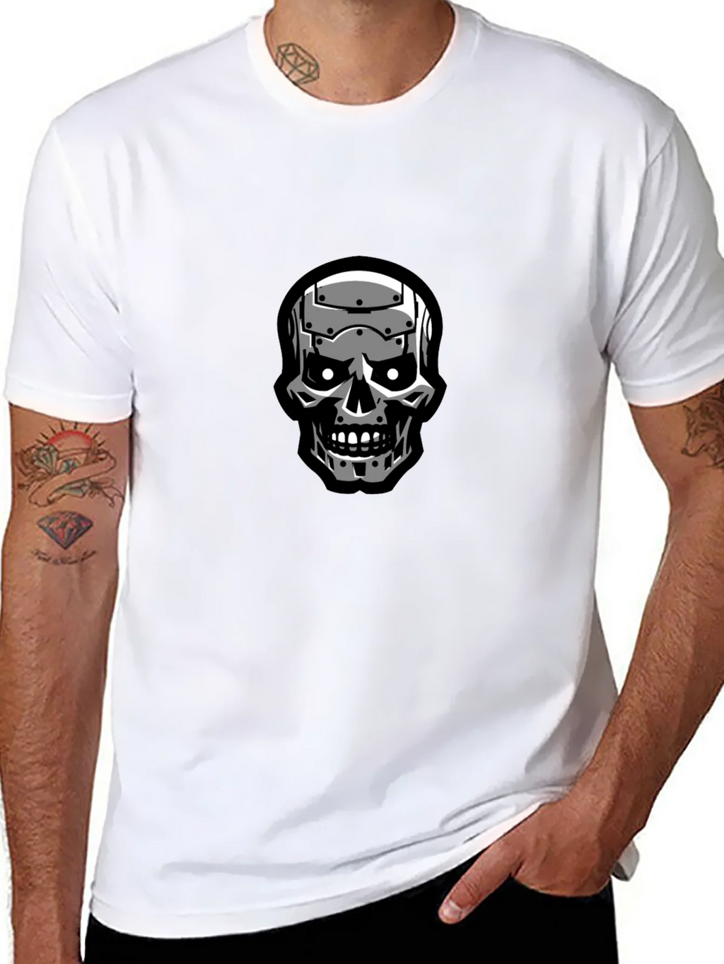 Terminator Skull Graphic Black T-Shirt product image 7