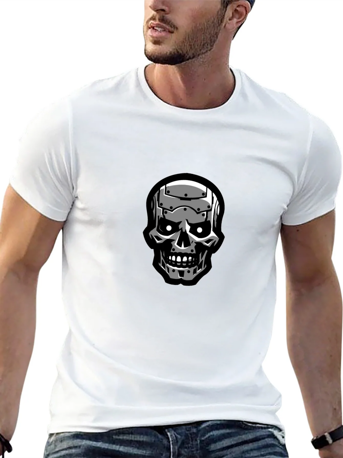 Terminator Skull Graphic Black T-Shirt product image 12