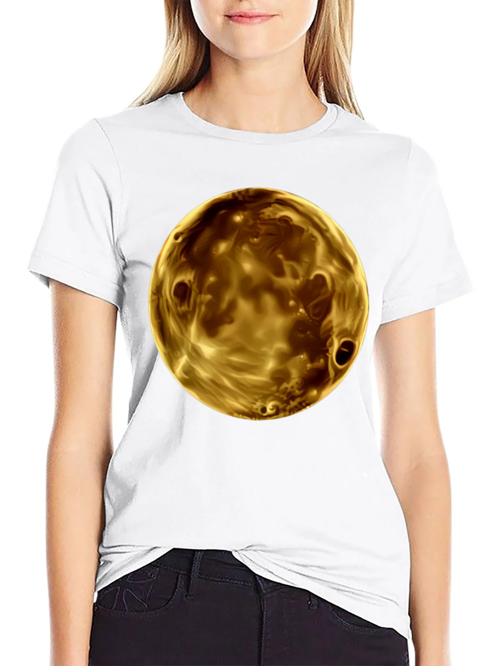 Golden Planet Graphic Print Mens Black T-Shirt product image 8