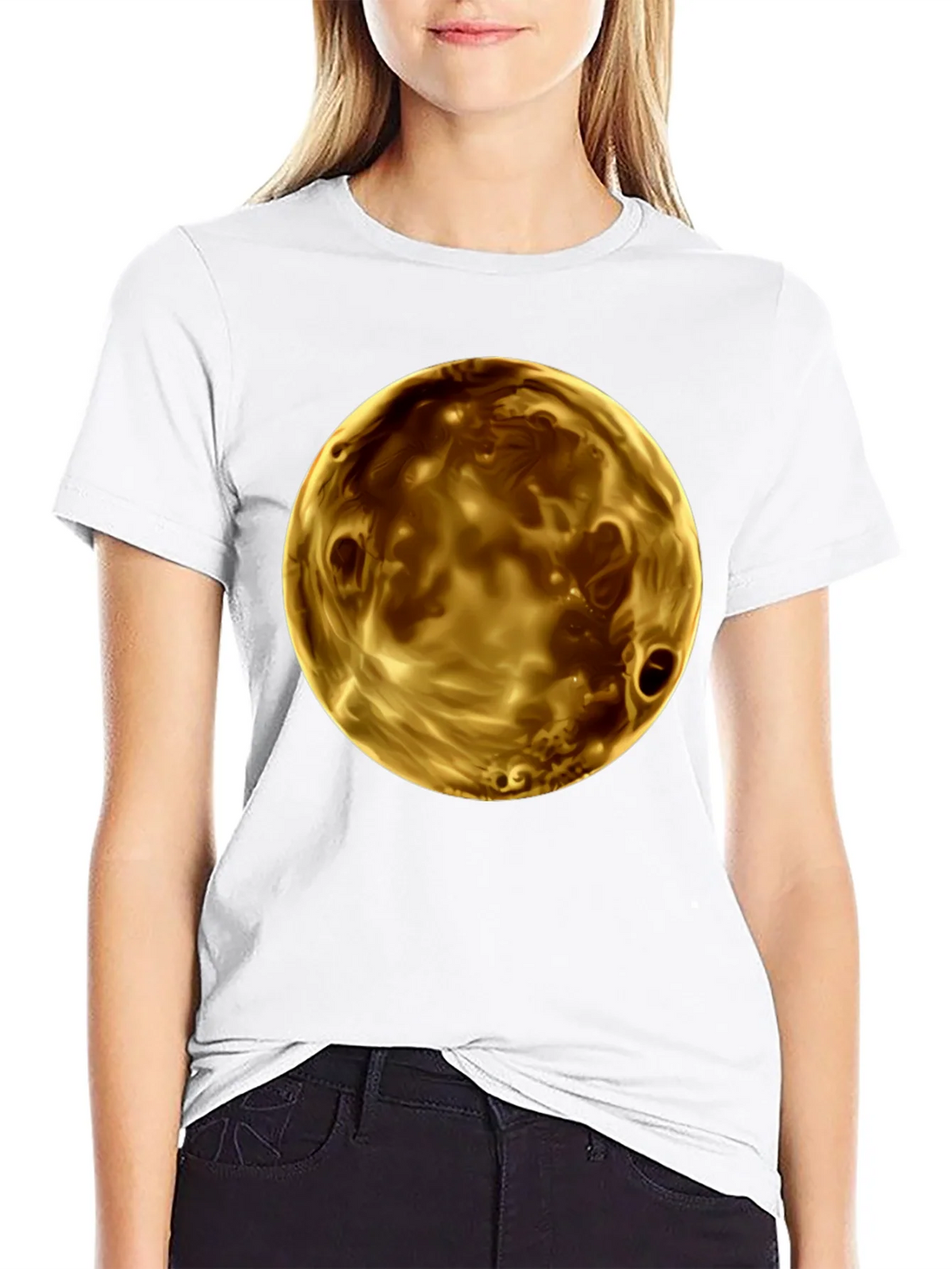 Golden Planet Graphic Print Mens Black T-Shirt product image 8