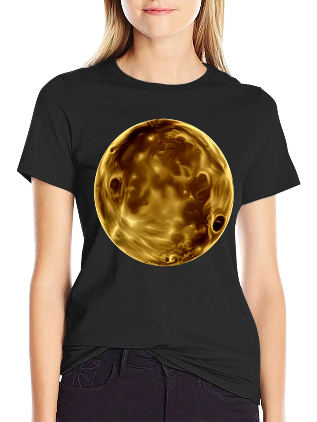 Golden Planet Graphic Print Mens Black T-Shirt product image 2