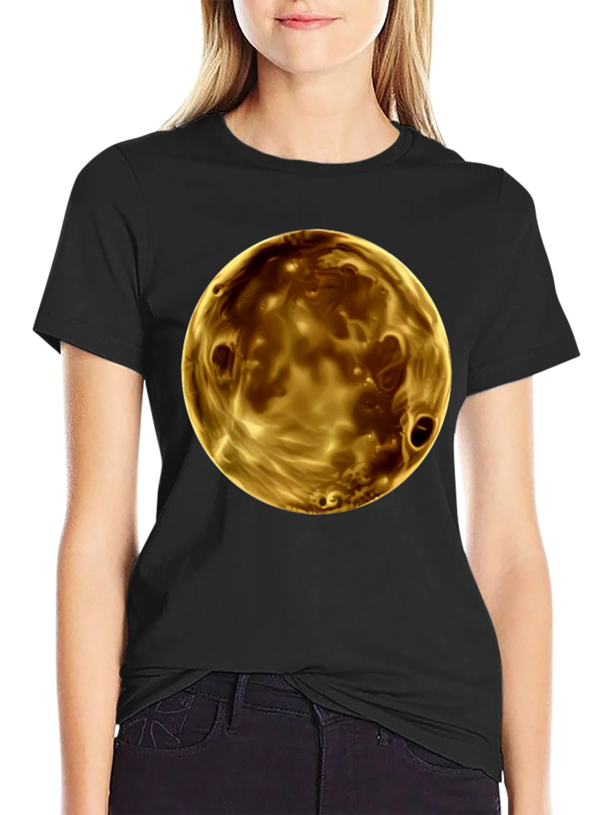 Golden Planet Graphic Print Mens Black T-Shirt product image 2