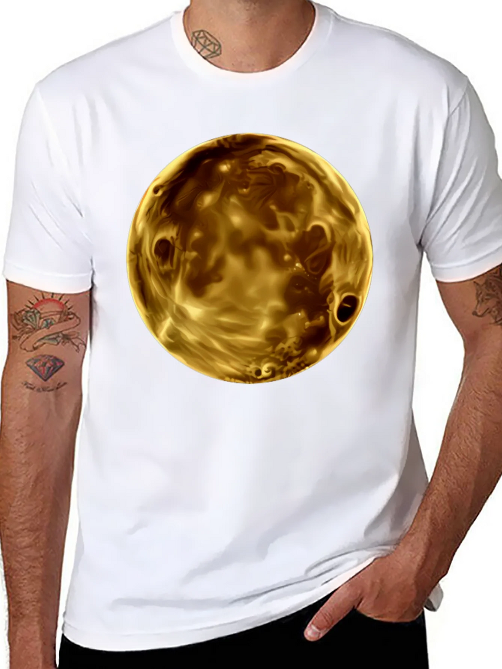 Golden Planet Graphic Print Mens Black T-Shirt product image 7