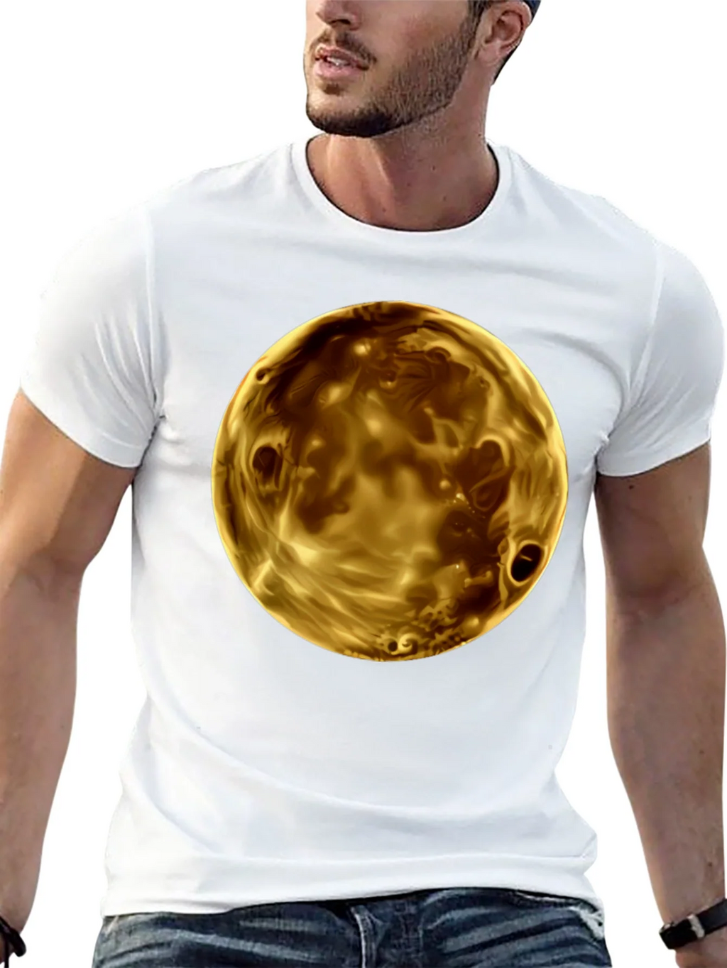 Golden Planet Graphic Print Mens Black T-Shirt product image 12