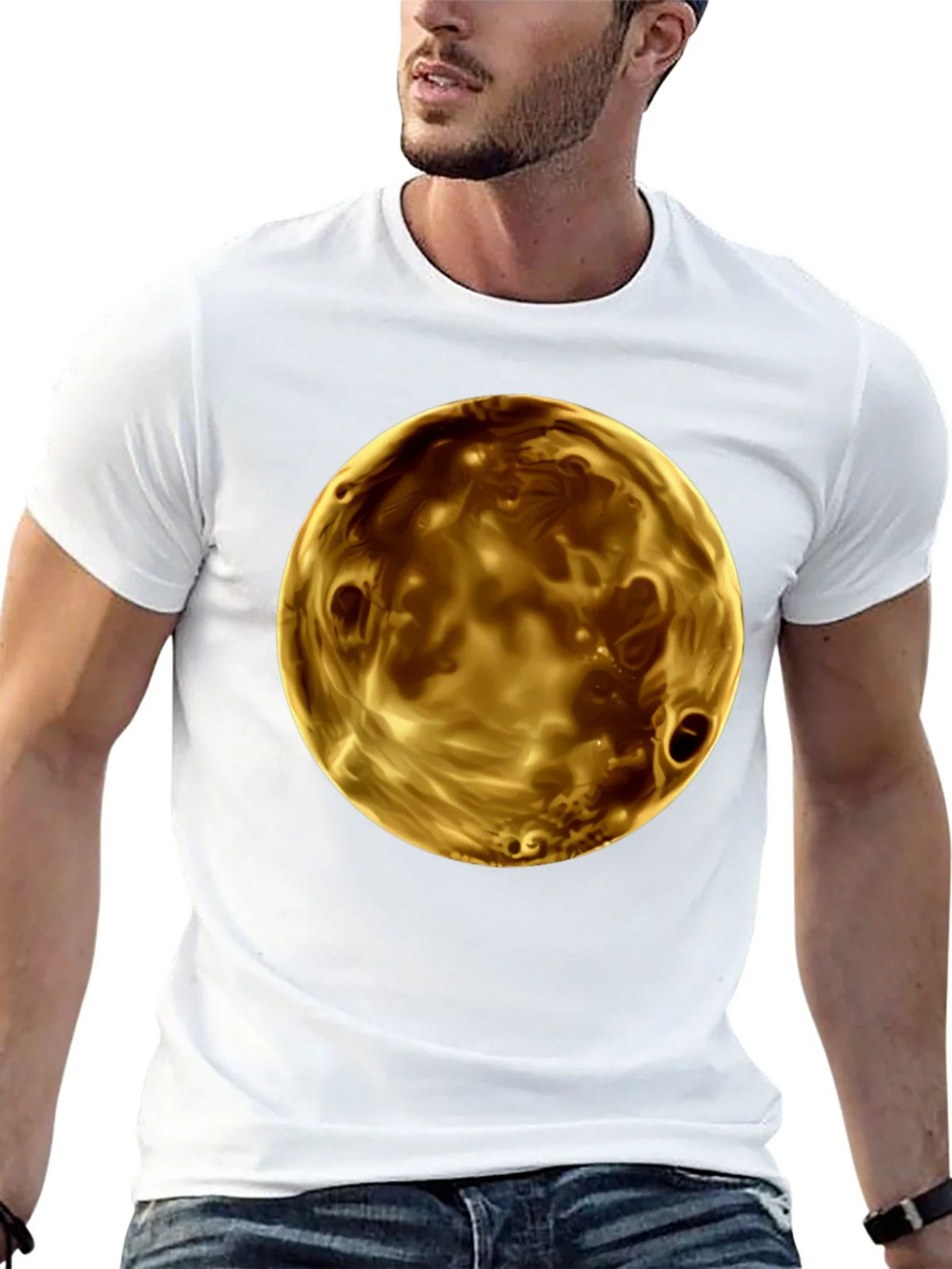 Golden Planet Graphic Print Mens Black T-Shirt product image 12