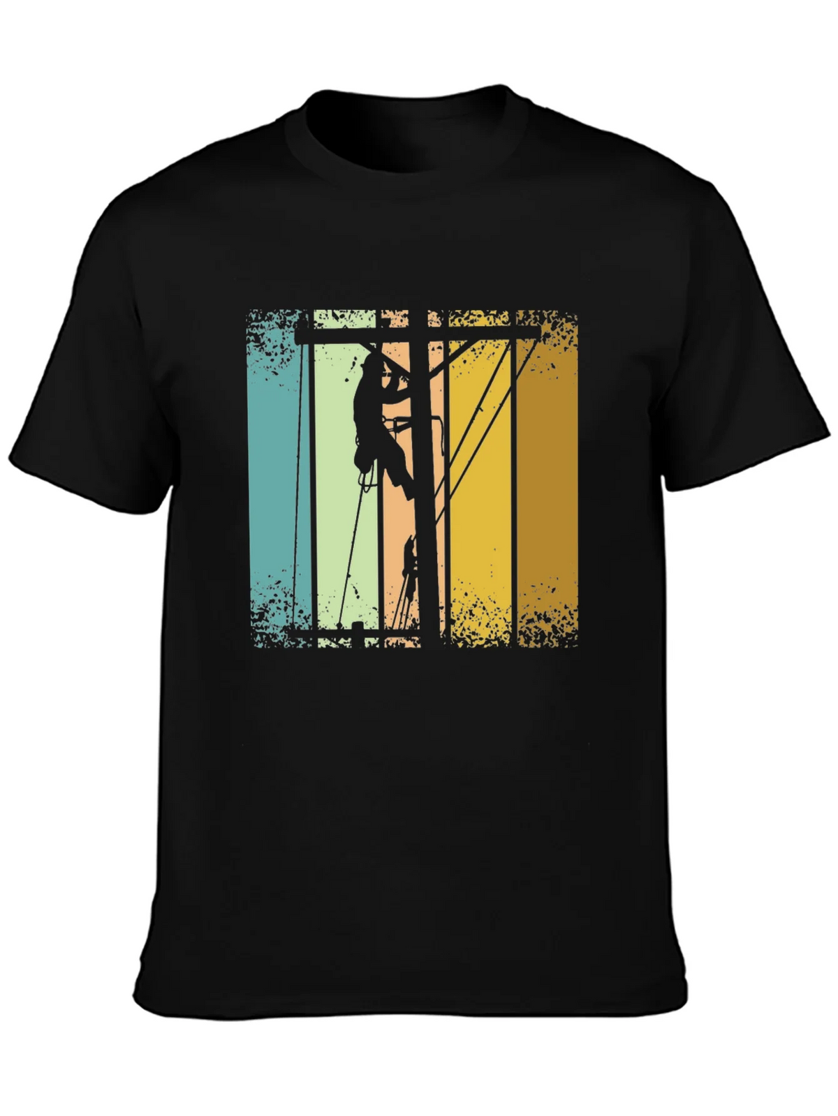 Lineman Retro T-Shirt - Electrician Climbing Pole Tee product image 3