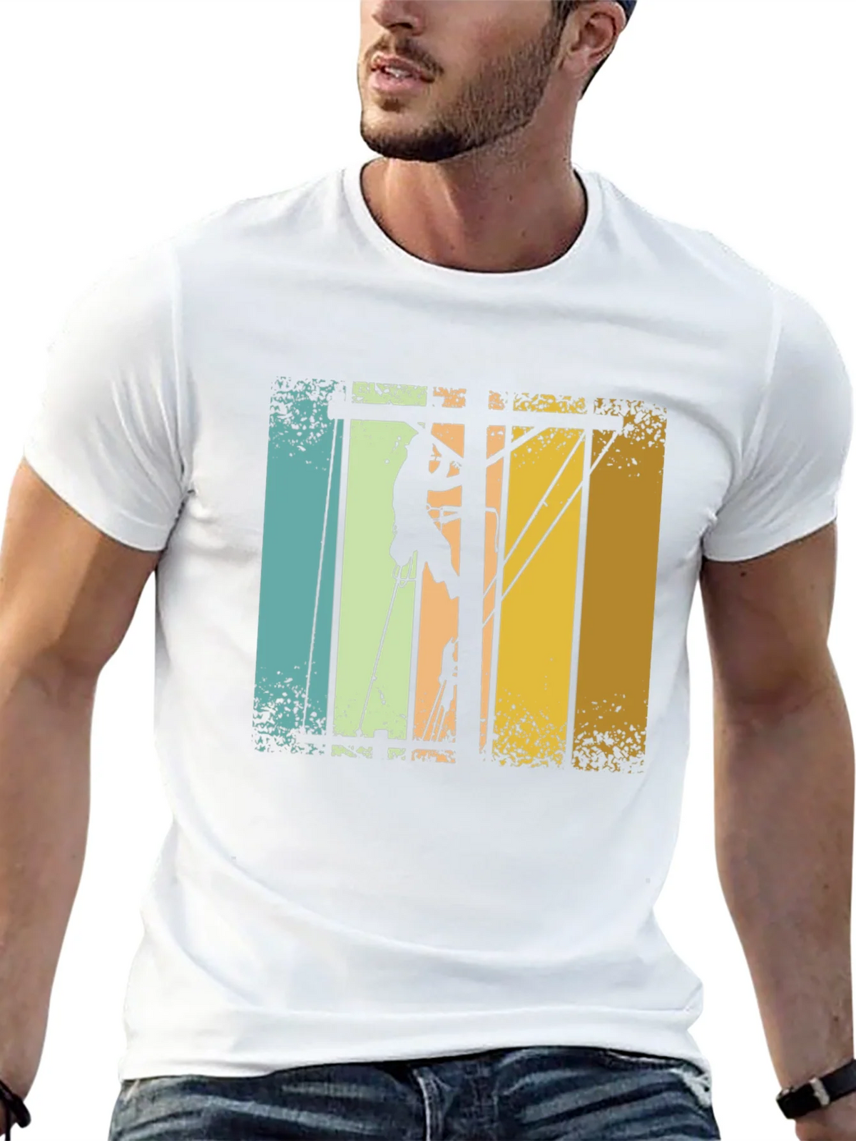 Lineman Retro T-Shirt - Electrician Climbing Pole Tee product image 12