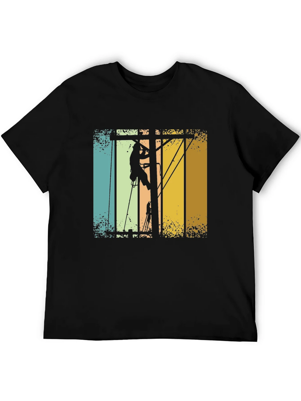 Lineman Retro T-Shirt - Electrician Climbing Pole Tee product image 5