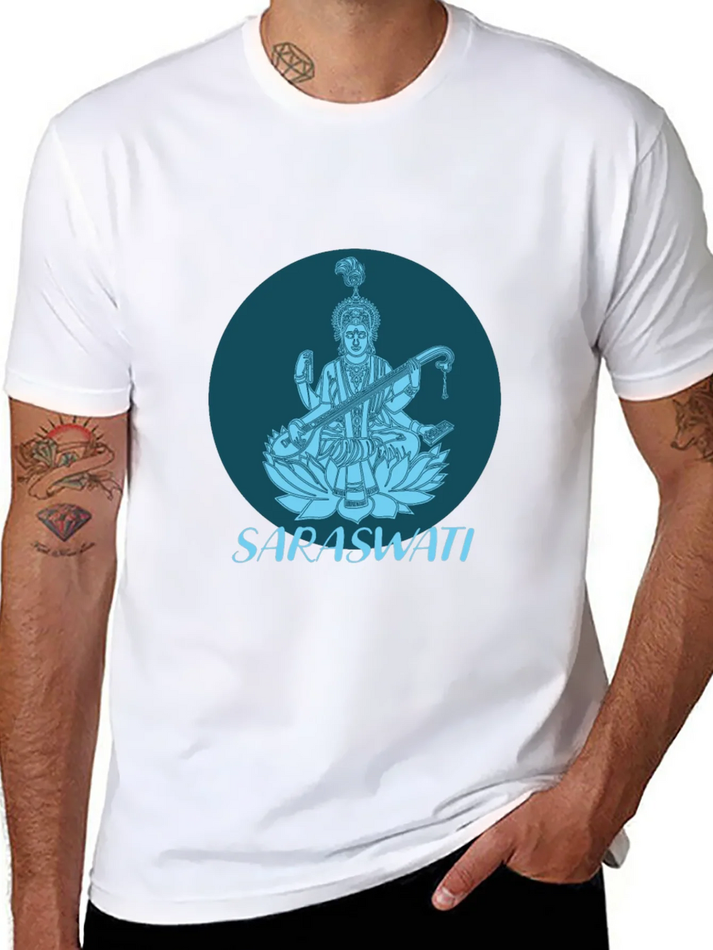 Saraswati Graphic Tee - Black Cotton T-Shirt product image 7