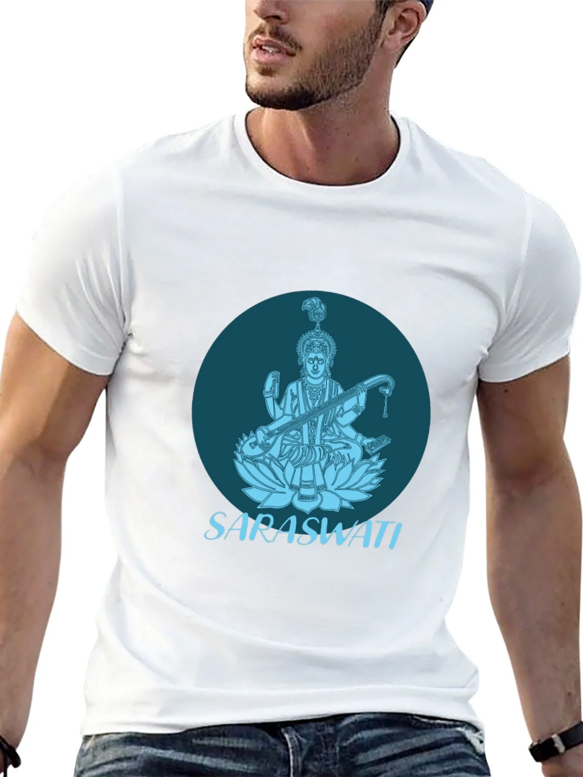 Saraswati Graphic Tee - Black Cotton T-Shirt product image 12