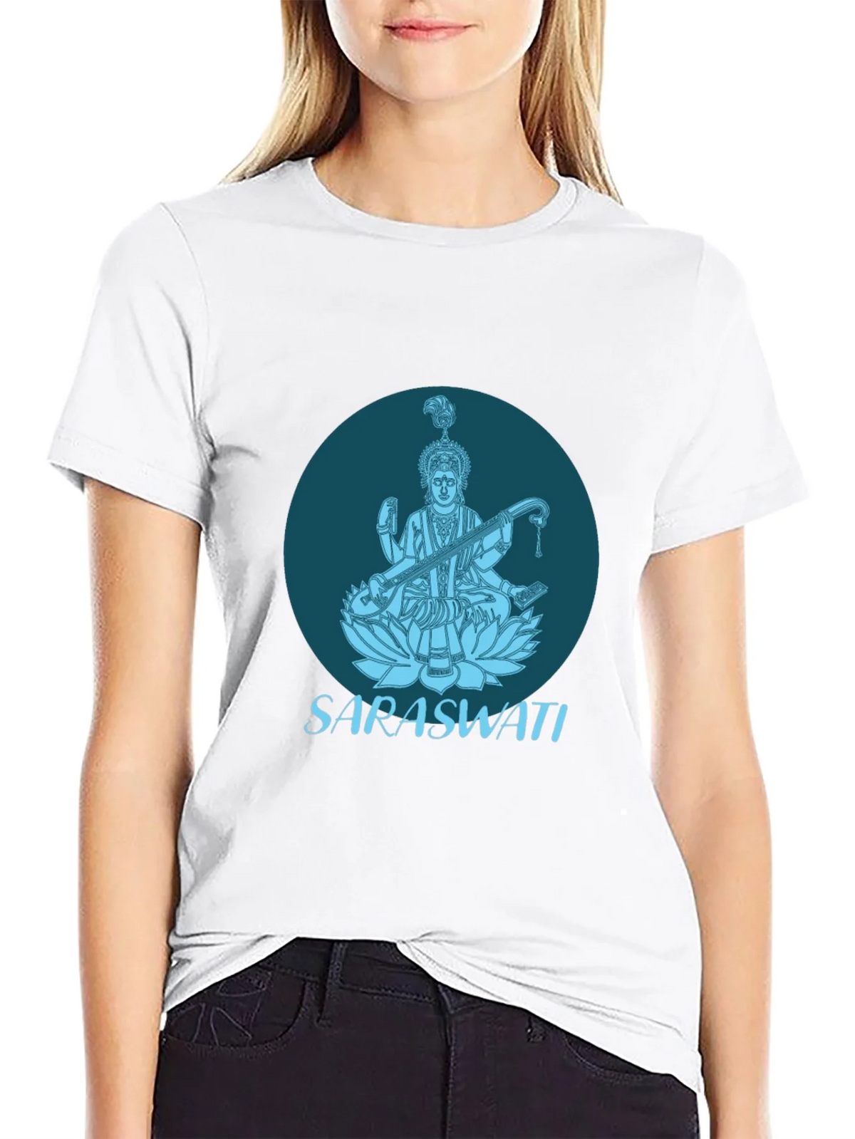 Saraswati Graphic Tee - Black Cotton T-Shirt product image 8