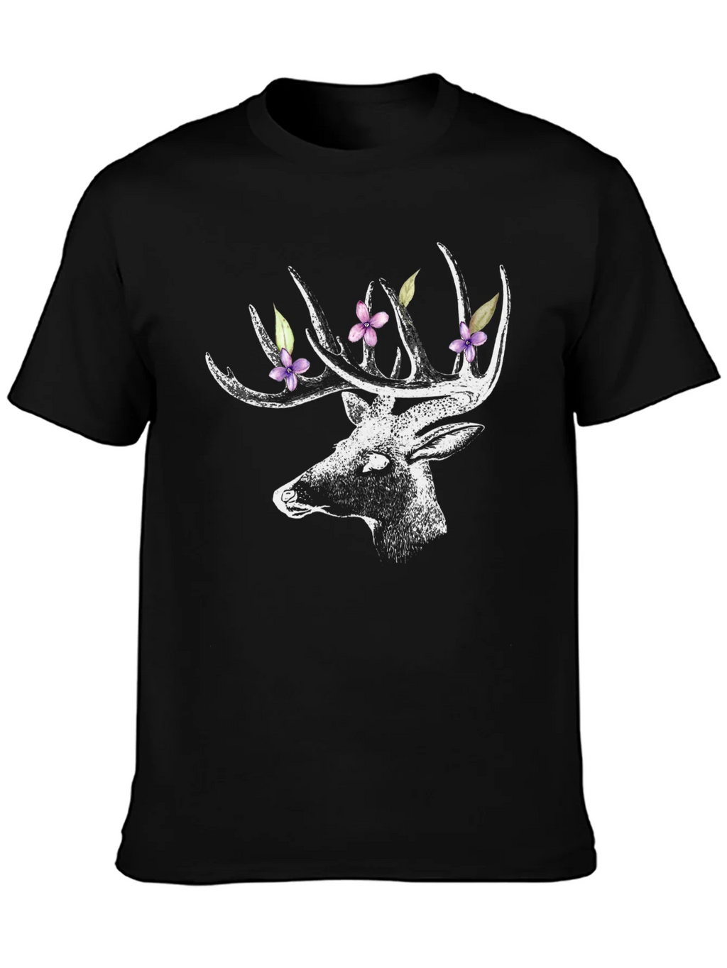 Deer with Floral Antlers Graphic Tee product image 3