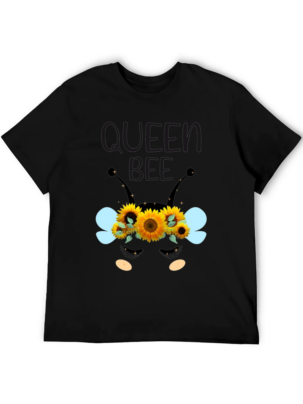 Queen Bee Sunflower Graphic Tee - Black Unisex T-Shirt product image 5