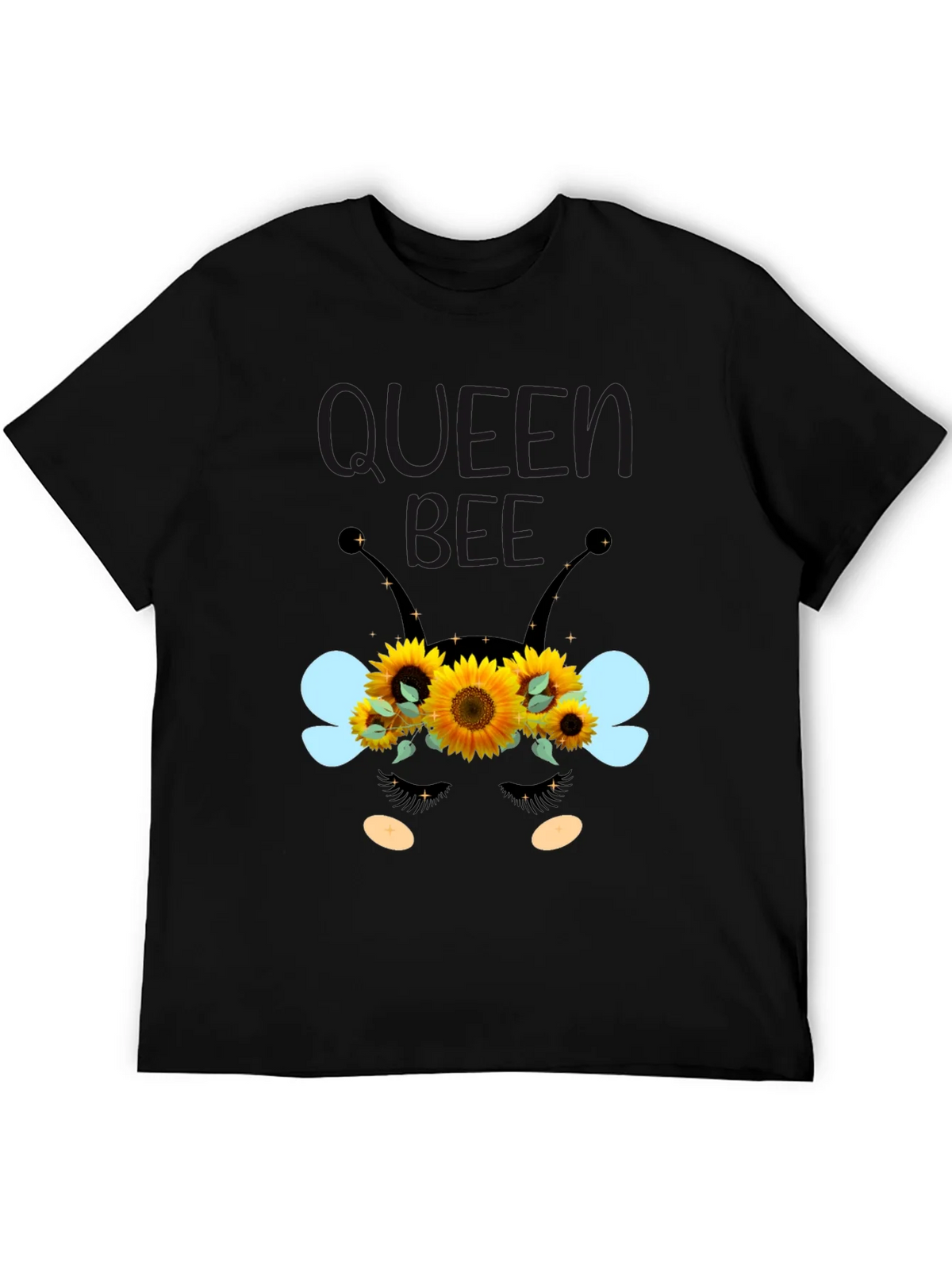 Queen Bee Sunflower Graphic Tee - Black Unisex T-Shirt product image 5