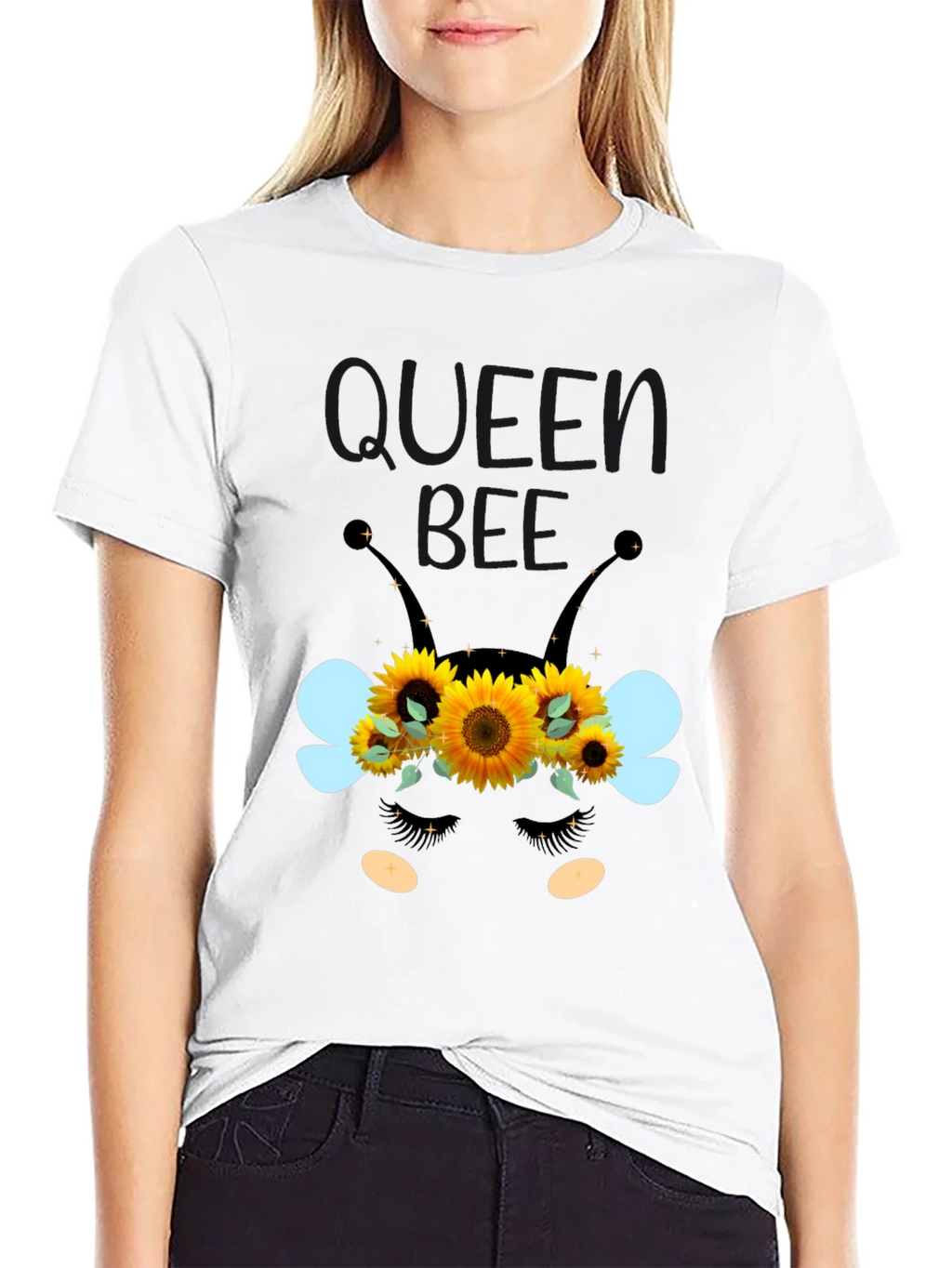Queen Bee Sunflower Graphic Tee - Black Unisex T-Shirt product image 8