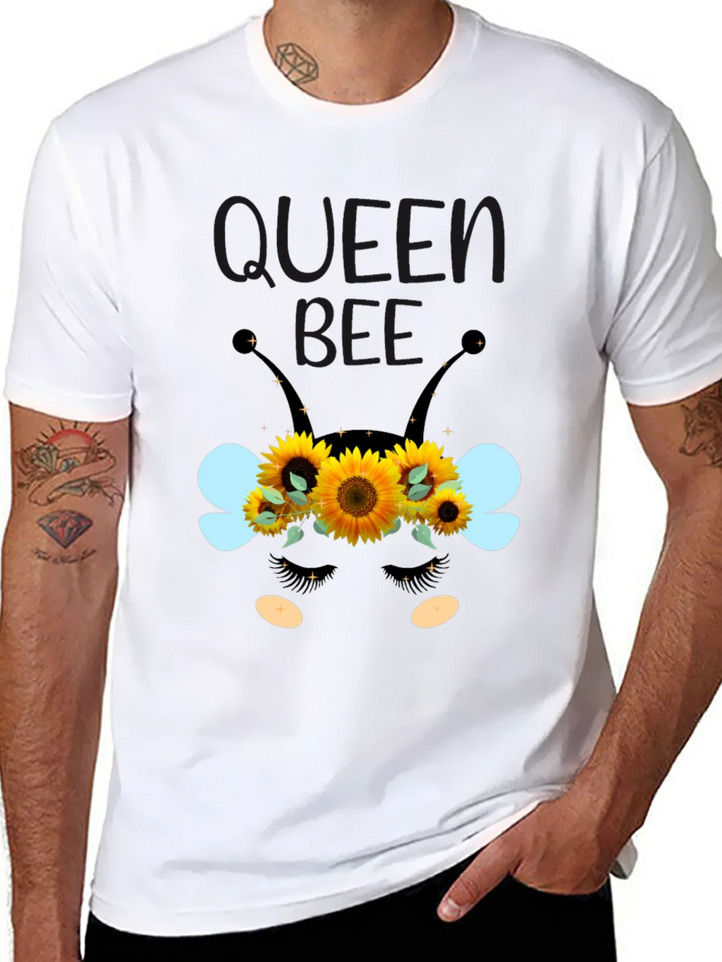 Queen Bee Sunflower Graphic Tee - Black Unisex T-Shirt product image 7