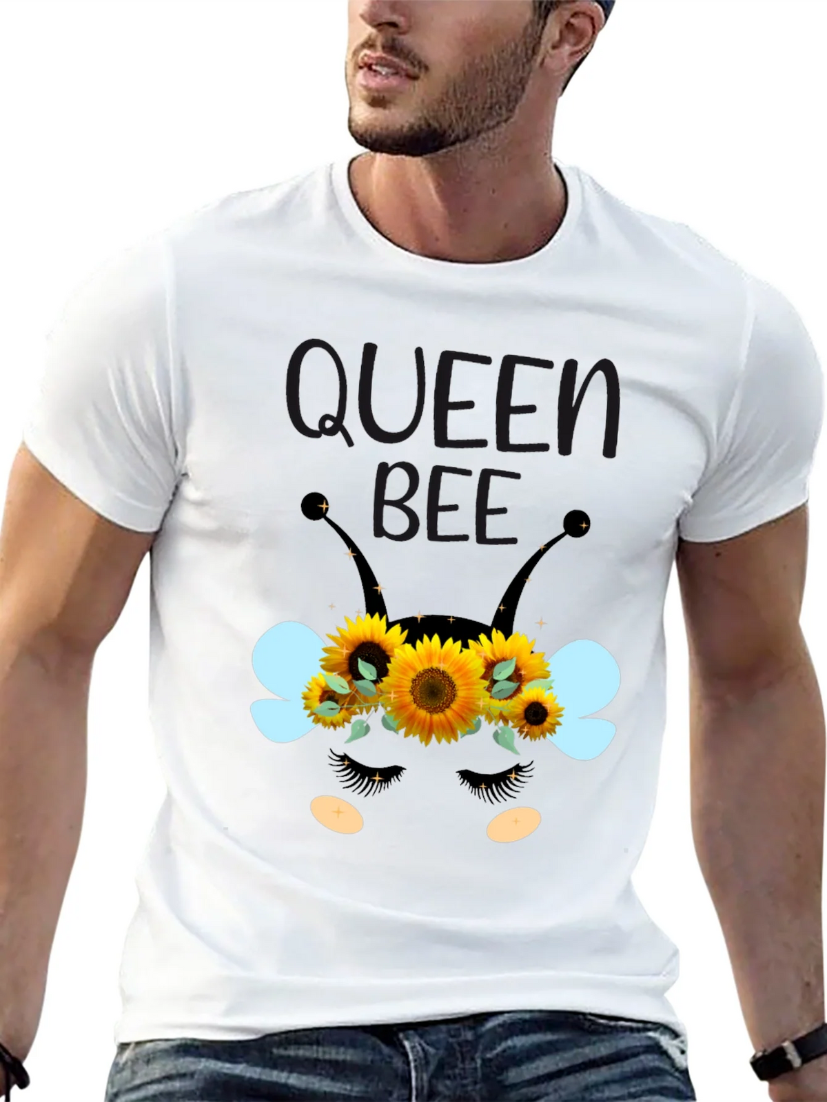 Queen Bee Sunflower Graphic Tee - Black Unisex T-Shirt product image 12