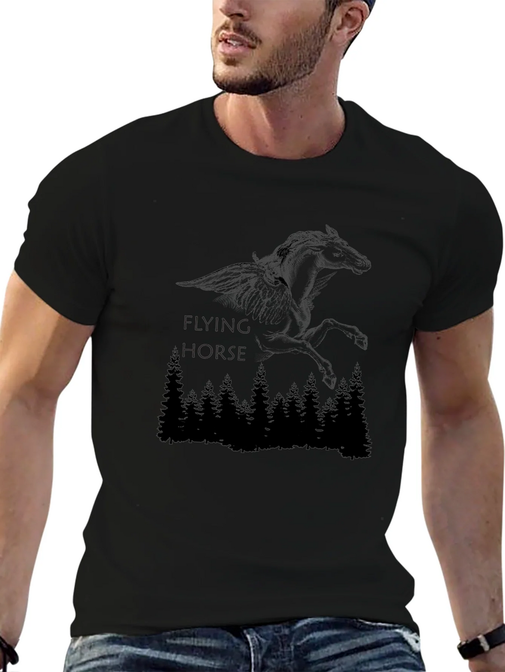Flying Horse Graphic Tee - Mens Black T-Shirt product image 6