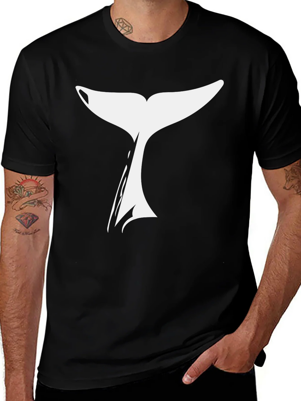 Whale Tail Graphic T-Shirt - Black product image 1