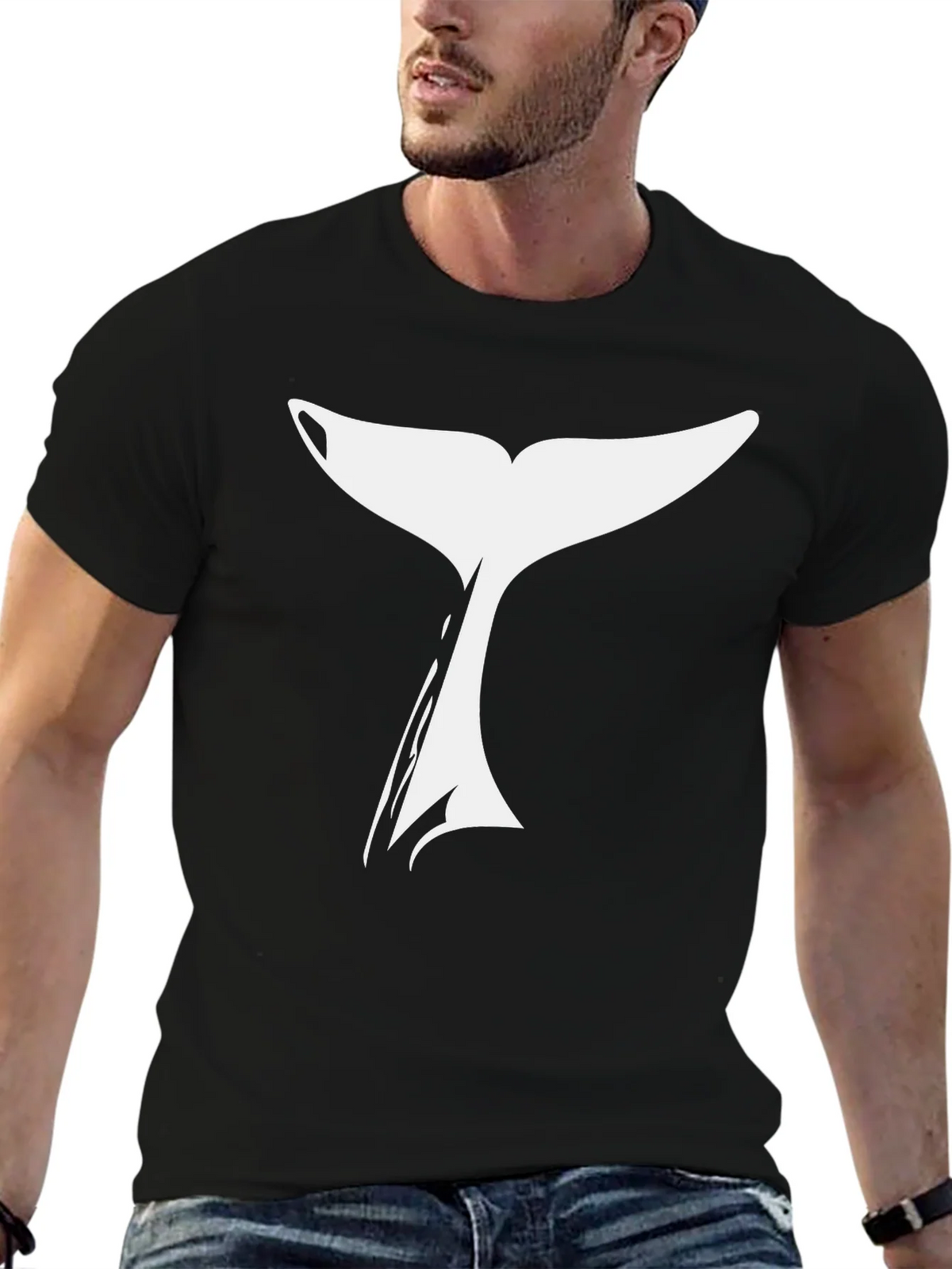 Whale Tail Graphic T-Shirt - Black product image 6