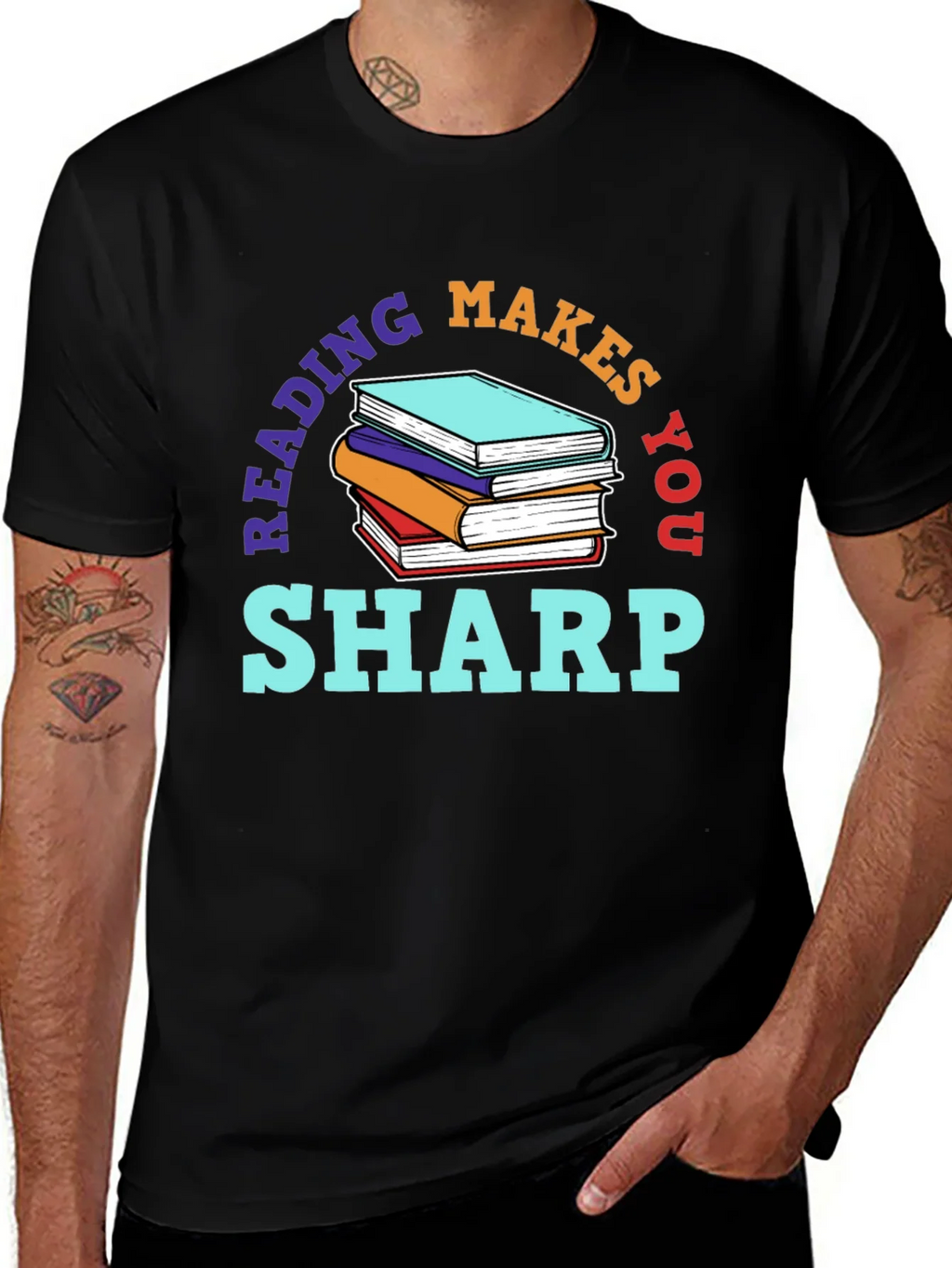 Reading Makes You Sharp Black T-Shirt product image 1