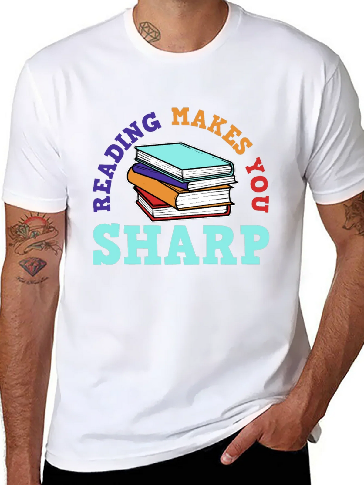 Reading Makes You Sharp Black T-Shirt product image 7