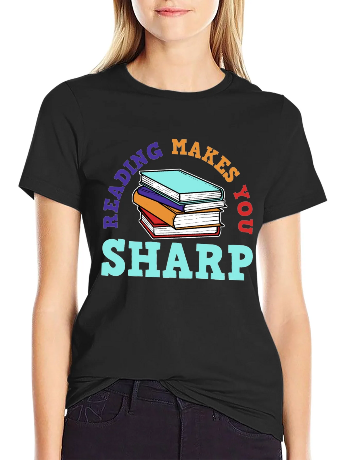 Reading Makes You Sharp Black T-Shirt product image 2