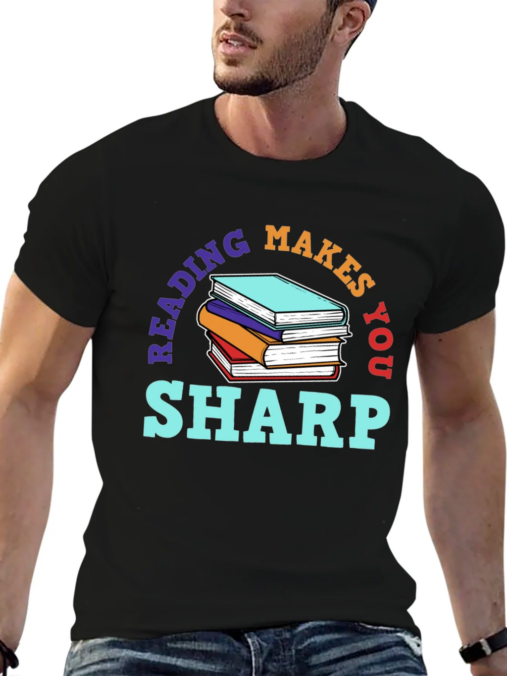 Reading Makes You Sharp Black T-Shirt product image 6