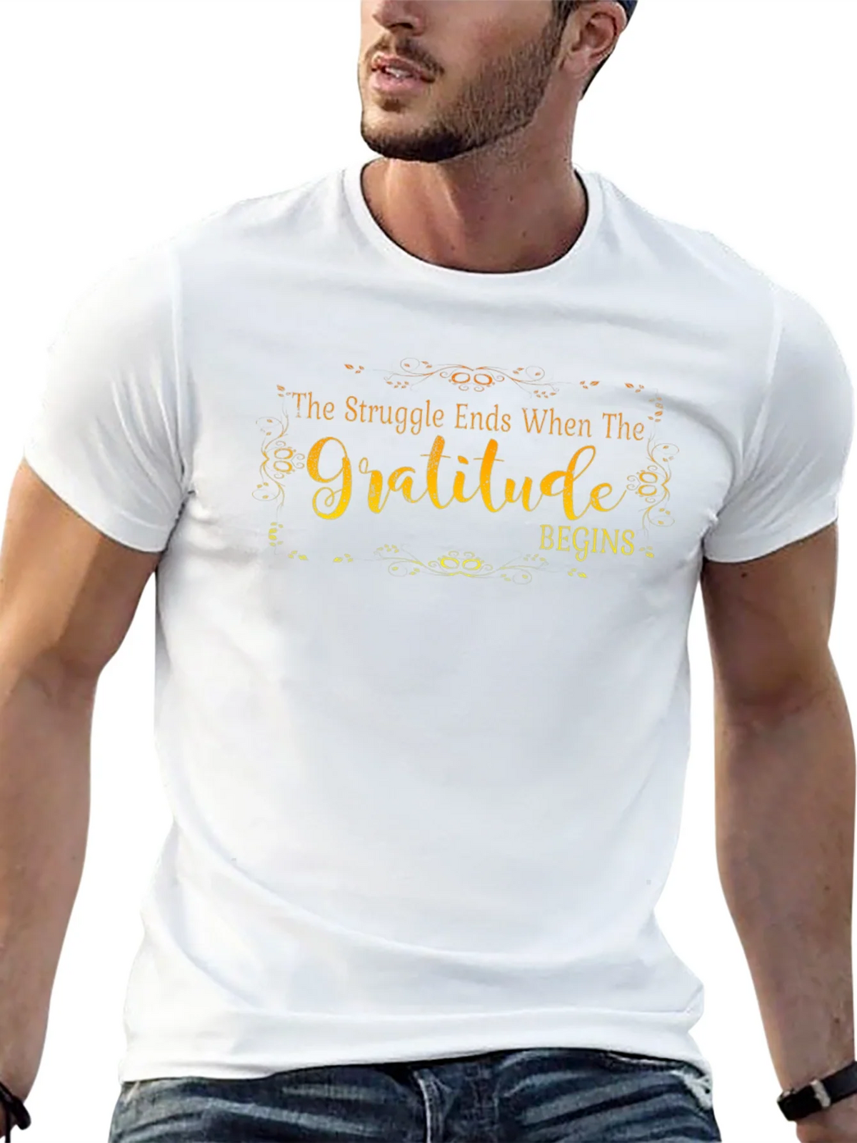 Gratitude Begins Graphic T-Shirt - Inspirational Design product image 12