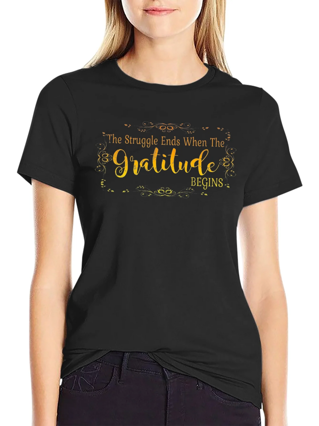 Gratitude Begins Graphic T-Shirt - Inspirational Design product image 2