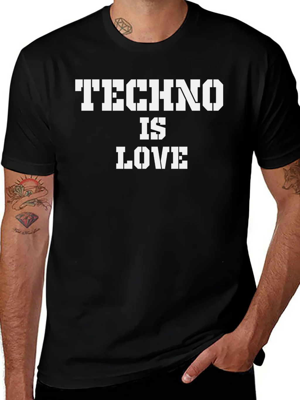 Techno is Love Black T-Shirt product image 1