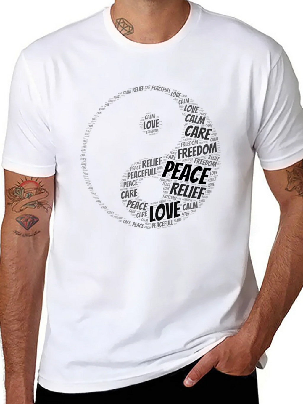 Yin Yang Peace Word Art T-Shirt product image 7