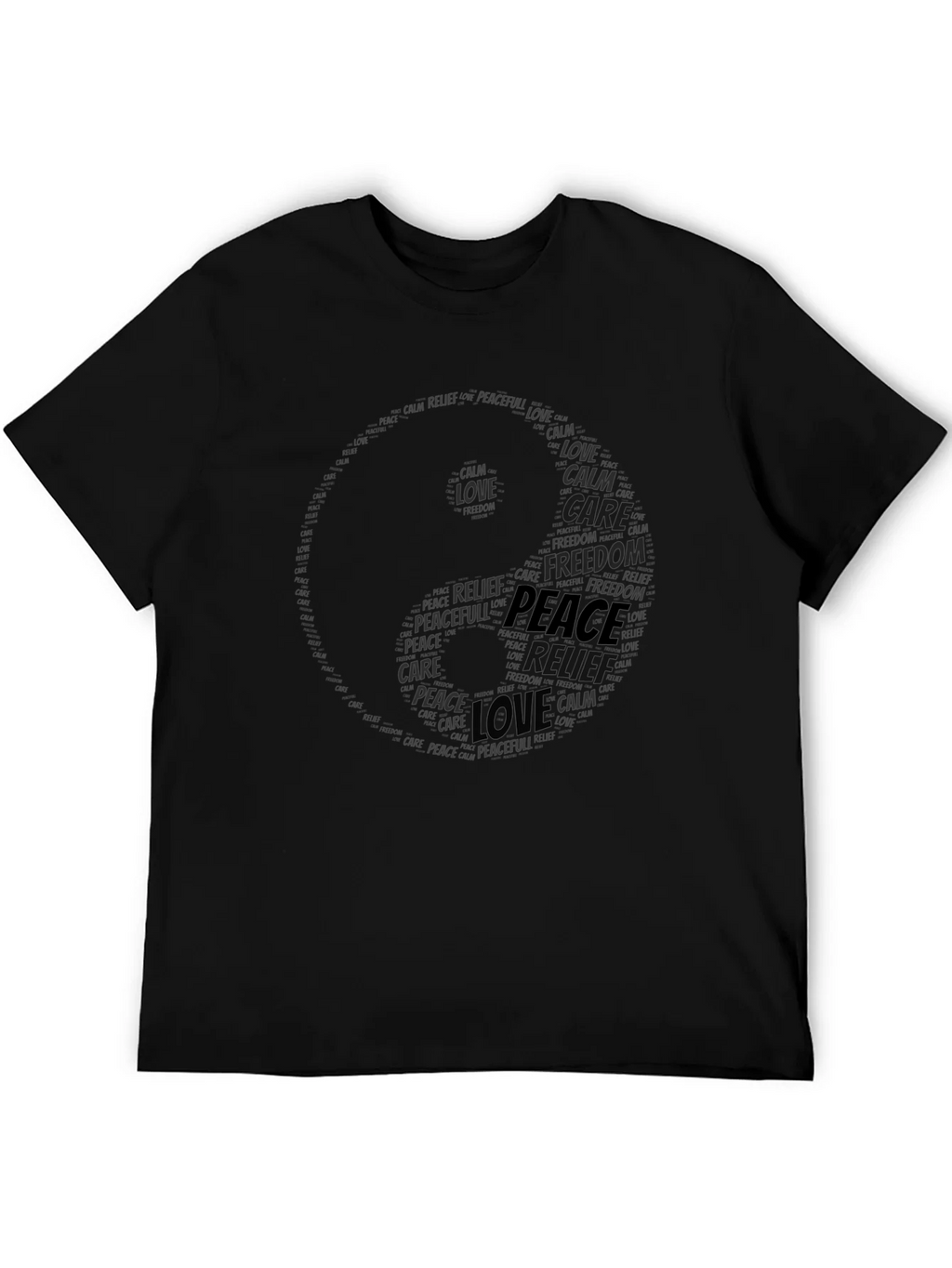 Yin Yang Peace Word Art T-Shirt product image 5