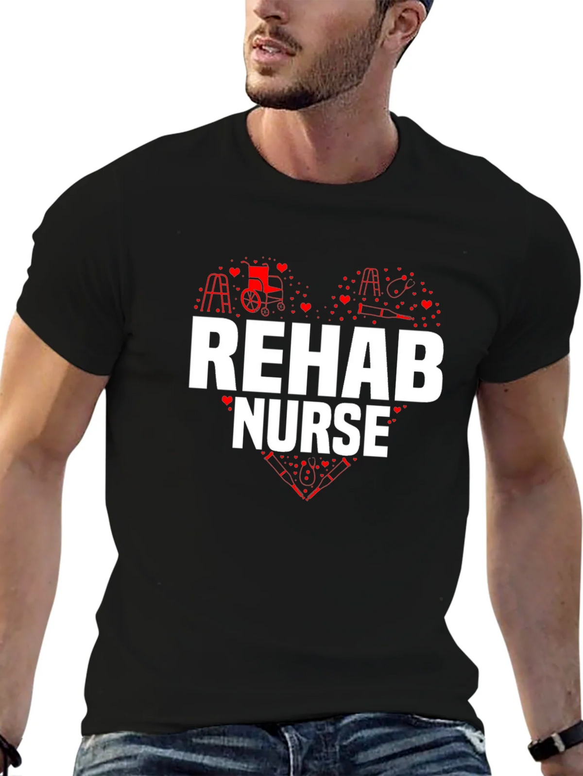 Rehab Nurse Heart Graphic T-Shirt product image 6
