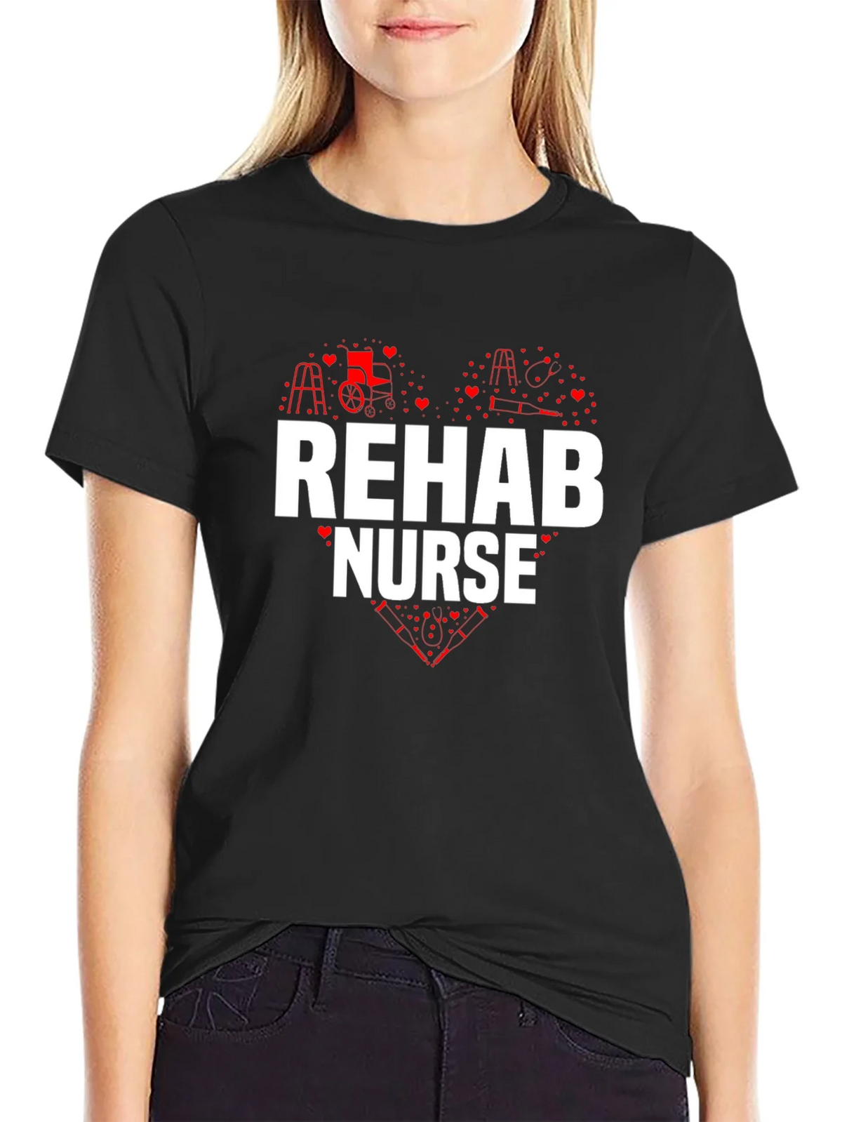 Rehab Nurse Heart Graphic T-Shirt product image 2