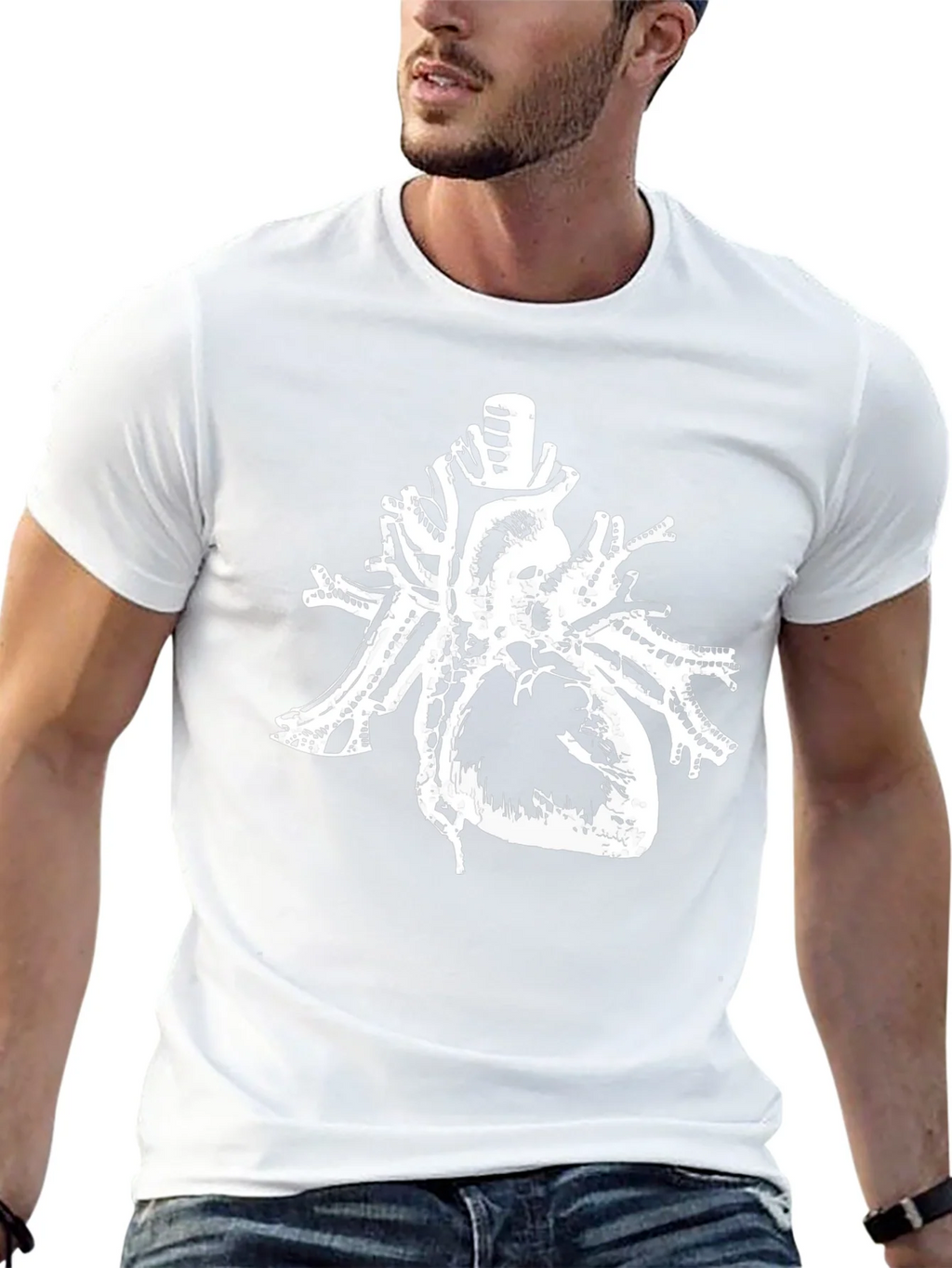 Anatomical Heart Print Black Cotton T-Shirt product image 12