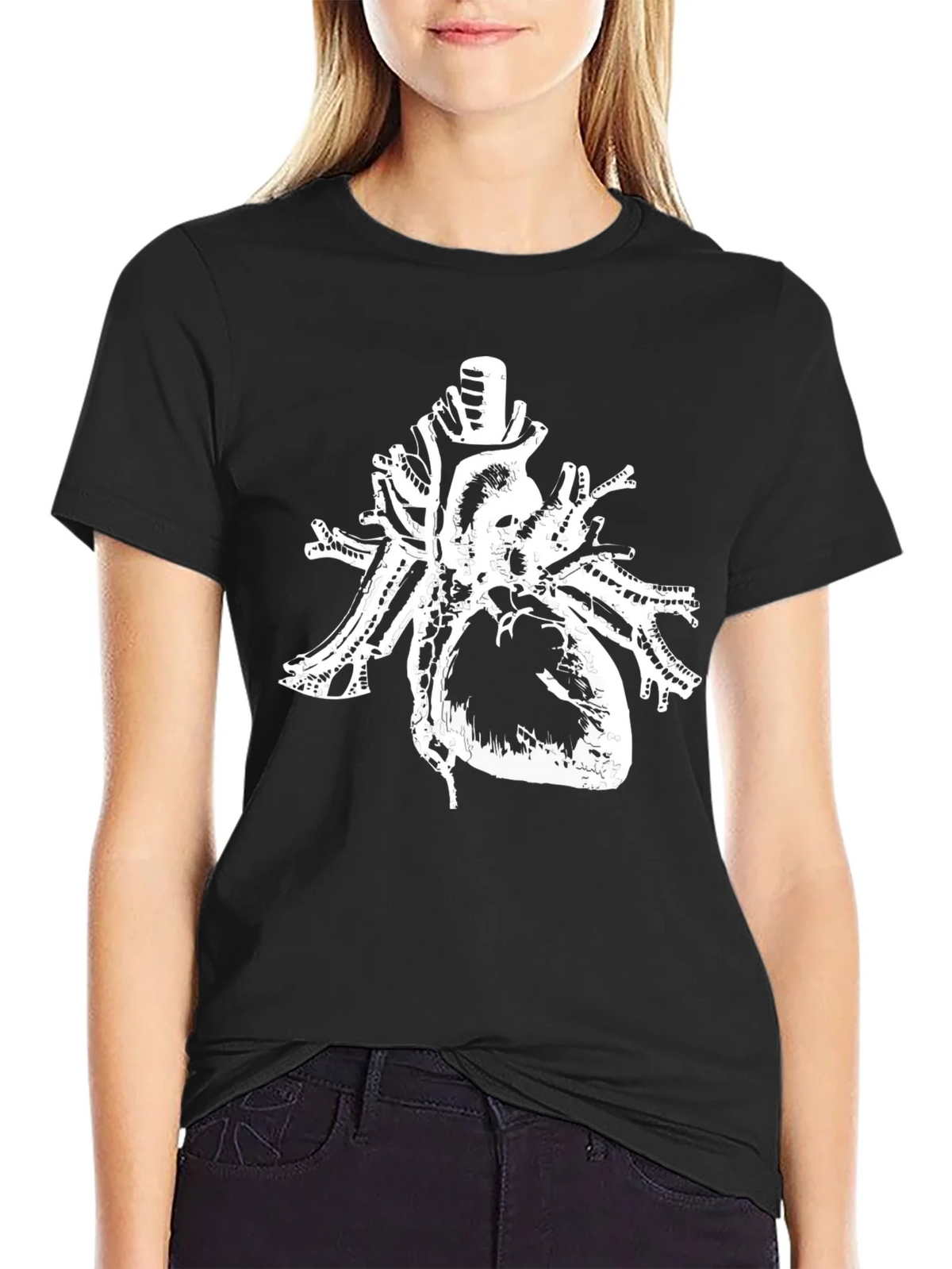 Anatomical Heart Print Black Cotton T-Shirt product image 2