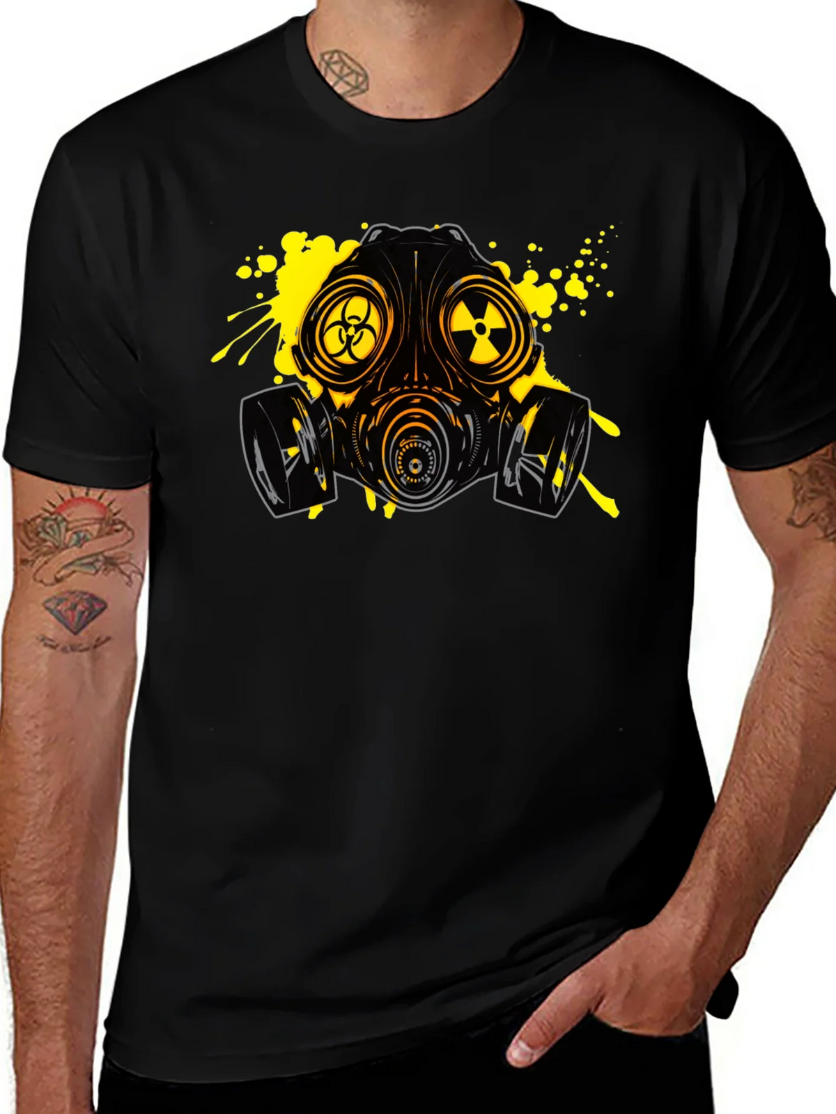 Biohazard Gas Mask Graphic Tee - Black product image 1