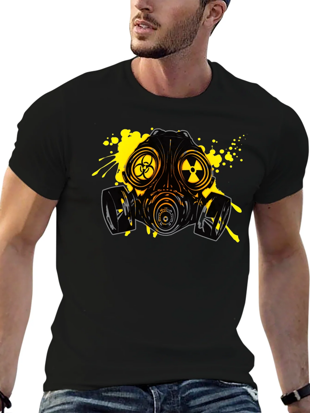 Biohazard Gas Mask Graphic Tee - Black product image 6